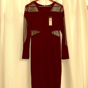 BCBGMaxazria black sheer fitted dress